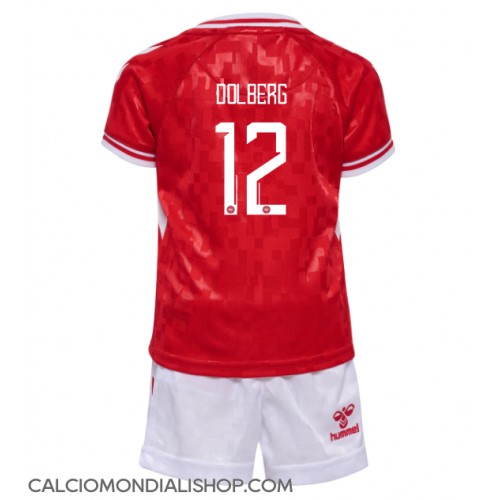 Maglie da calcio Danimarca Kasper Dolberg #12 Prima Maglia Bambino Europei 2024 Manica Corta (+ Pantaloni corti)